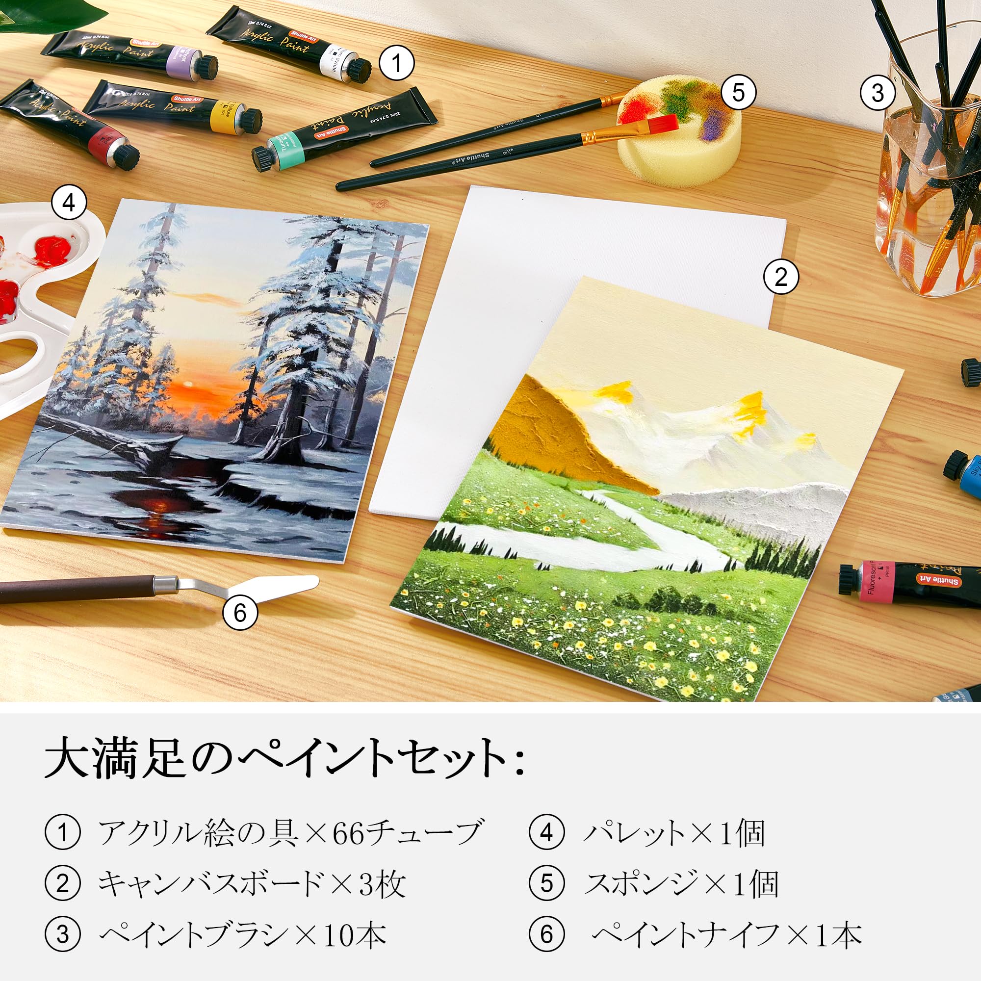 冷麺 アクリル画 Amazon | Shuttle Art アクリル絵の具 82点セット 66本 ペイント